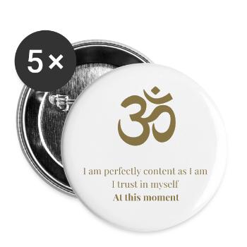 OM Mantra – I am perfectly content - Buttons klein 25 mm (5er Pack) - Weiß - Vorne