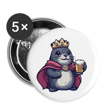Robbe Tier Bier König - Buttons klein 25 mm (5er Pack) - Weiß - Vorne