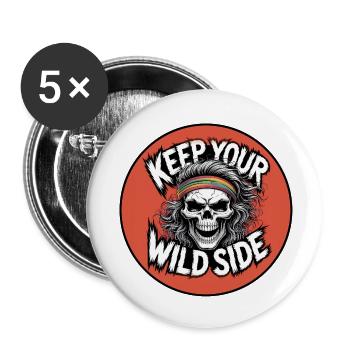 Behalte deine Wilde Seite - Buttons klein 25 mm (5er Pack) - Weiß - Vorne