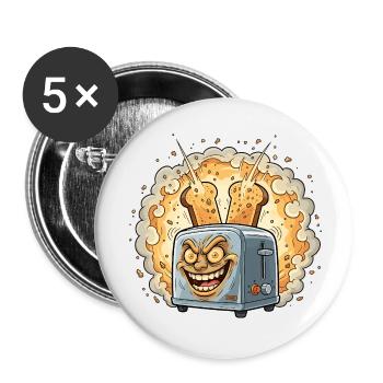 Explosion de miettes de grille-pain riant - Lot de 5 petits badges (25 mm) - blanc - Devant
