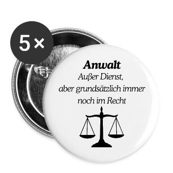 Anwalt immer im Recht - Buttons klein 25 mm (5er Pack) - Weiß - Vorne