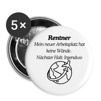 Pensioners finally travel - Buttons small 1''/25 mm (5-pack) - white - Front