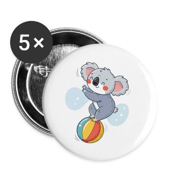 Koala-Jongleur auf einem bunten Ball - Buttons klein 25 mm (5er Pack) - Weiß - Vorne