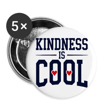 Kindness is Cool Statement mit Herz Symbolen - Buttons klein 25 mm (5er Pack) - Weiß - Vorne