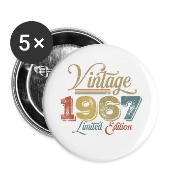 Vintage 1967 - Buttons klein 25 mm (5er Pack) - Weiß - Vorne