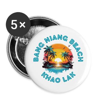 Bang Niang Beach Sonnenuntergangskreis - Buttons klein 25 mm (5er Pack) - Weiß - Vorne