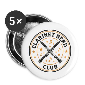 Club des nerds de clarinettes | Humour musicien - Lot de 5 petits badges (25 mm) - blanc - Devant