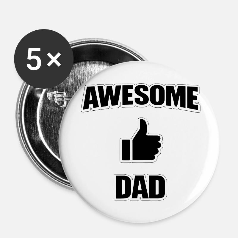 AWESOME DAD – Cool Statement Shirt for Proud Dads - Buttons klein 25 mm (5er Pack) - Weiß