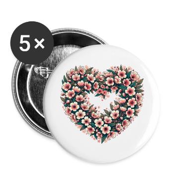 Blossom Heart Blumenwappen - Buttons klein 25 mm (5er Pack) - Weiß - Vorne