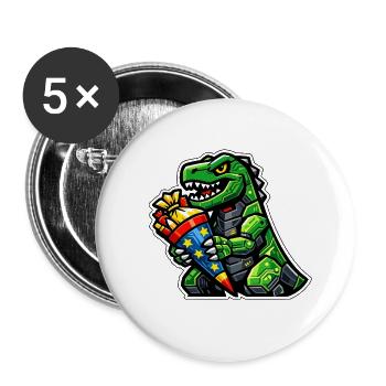 Schule Einschulung Dinosaurier Dino Schulkind 2026 - Buttons klein 25 mm (5er Pack) - Weiß - Vorne