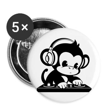 DJ monkey with headphones - Buttons small 1''/25 mm (5-pack) - white - Front