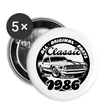 40e anniversaire - Muscle Car Classique 03/1986 - Lot de 5 petits badges (25 mm) - blanc - Devant