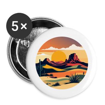 Sonnenuntergang in Wüstenlandschaft - Buttons klein 25 mm (5er Pack) - Weiß - Vorne