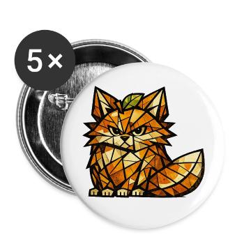 Version cubisme du Renard Orange - Lot de 5 petits badges (25 mm) - blanc - Devant