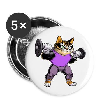 Fitness Cats - Buttons small 1''/25 mm (5-pack) - white - Front