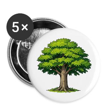 Arbre au feuillage luxuriant - Lot de 5 petits badges (25 mm) - blanc - Devant
