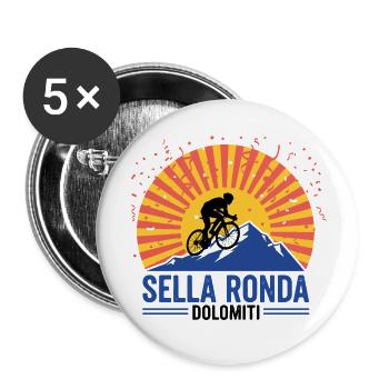 Boucle cyclable des Dolomites de Sella Ronda en Italie - Lot de 5 petits badges (25 mm) - blanc - Devant