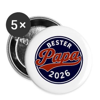 Bester Papa 2026  - Vatertag - Geburtstag  - Buttons klein 25 mm (5er Pack) - Weiß - Vorne