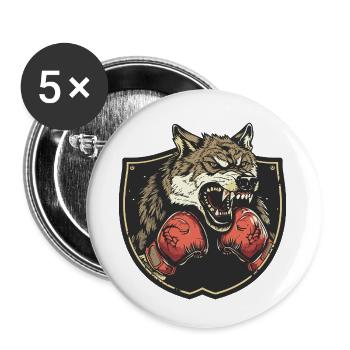 Wolf Boxer MMA - Buttons klein 25 mm (5er Pack) - Weiß - Vorne