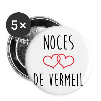 Vermeil-Hochzeit 45 Jahre Ehe - Buttons klein 25 mm (5er Pack) - Weiß - Vorne