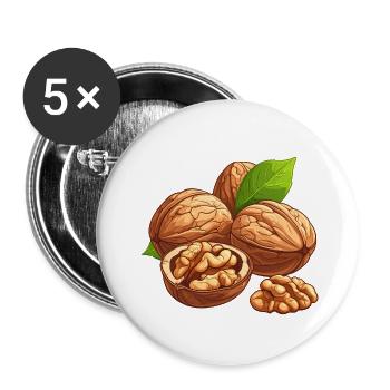 noix - Lot de 5 petits badges (25 mm) - blanc - Devant