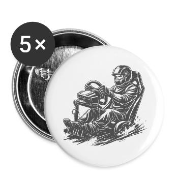 Simracer im Comic-Ink Stil in Action - Buttons klein 25 mm (5er Pack) - Weiß - Vorne