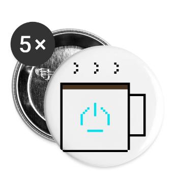 Power-Up Kaffee: Retro Pixel Art Gaming Design - Buttons klein 25 mm (5er Pack) - Weiß - Vorne