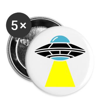 UFO Alien Raumschiff Licht - Buttons klein 25 mm (5er Pack) - Weiß - Vorne