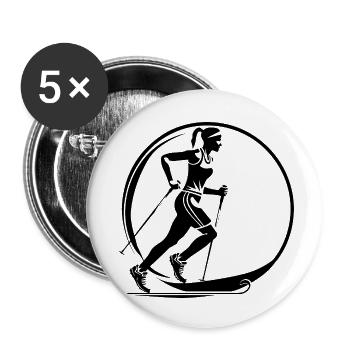 Marche Nordique Femme Silhouette - Lot de 5 petits badges (25 mm) - blanc - Devant