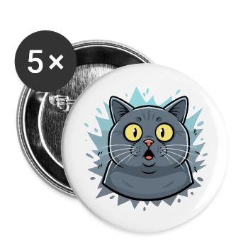 Überraschtes Katzenporträt mit Blitzen - Buttons klein 25 mm (5er Pack) - Weiß - Vorne