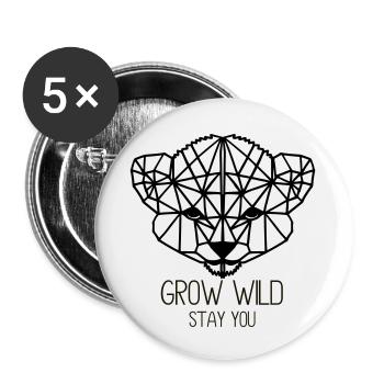 Pousser sauvagement. Reste toi - Lot de 5 petits badges (25 mm) - blanc - Devant
