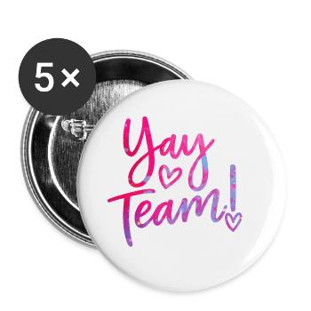 Hurra, Team! Hurra, Team der ahnungslosen Sportfan - Buttons klein 25 mm (5er Pack) - Weiß - Vorne