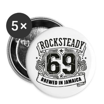 Rocksteady 69 brassée en Jamaïque - Lot de 5 petits badges (25 mm) - blanc - Devant