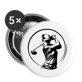 Golfer Woman Silhouette - Buttons small 1''/25 mm (5-pack) - white - Front