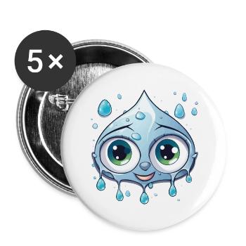 Kawaii Water Drop Motif - Buttons small 1''/25 mm (5-pack) - white - Front