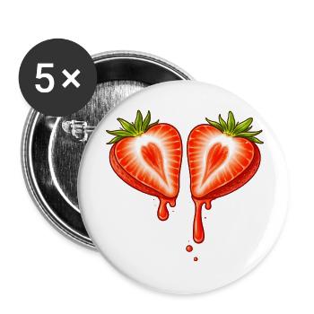 Divided strawberry with heart shape - Buttons small 1''/25 mm (5-pack) - white - Front