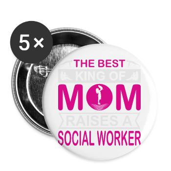 Die beste Art von Mutter zieht eine Sozialarbeiterin groß - Buttons klein 25 mm (5er Pack) - Weiß - Vorne