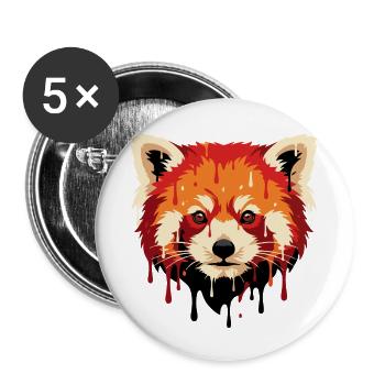Roter Pander Kopf Art Portrait - Buttons klein 25 mm (5er Pack) - Weiß - Vorne