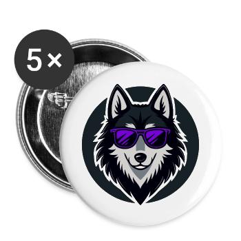 Husky glam purple glasses - Buttons small 1''/25 mm (5-pack) - white - Front