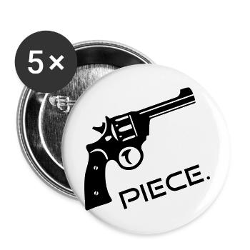 Revolver Gun Gun Piece - Peace - Buttons small 1''/25 mm (5-pack) - white - Front