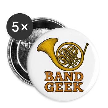 Band Geek Brass Tuba Icon - Buttons small 1''/25 mm (5-pack) - white - Front