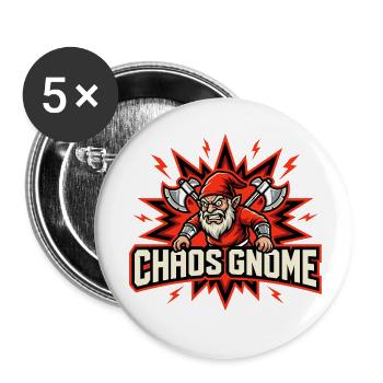 Böser Gnom, Dunkler Gnom, Goth-gnom, Lustiger Gnom - Buttons klein 25 mm (5er Pack) - Weiß - Vorne