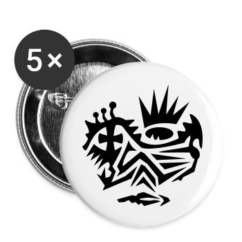 Tatouage tribal sur le visage avec croix - Lot de 5 petits badges (25 mm) - blanc - Devant