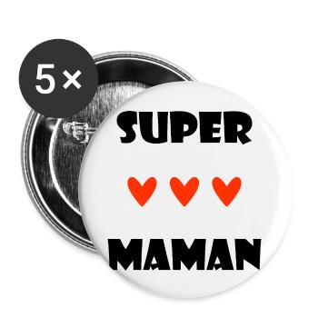 SUPER MOM. HEART. I LOVE MOM. MAMMA. PARTY - Buttons small 1''/25 mm (5-pack) - white - Front