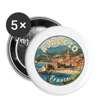 Explore Ajaccio In France Mediterranean Paradise - Buttons small 1''/25 mm (5-pack) - white - Front