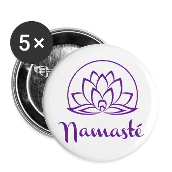 Purple Lotus Namaste Emblem - Buttons small 1''/25 mm (5-pack) - white - Front