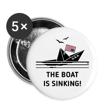 The Boat Is Sinking! (USA / Upside Down / POS) - Buttons klein 25 mm (5er Pack) - Weiß - Vorne