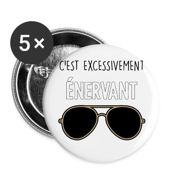 C'est Excessivement Énervant : Lunettes Aviateur - Lot de 5 petits badges (25 mm) - blanc - Devant