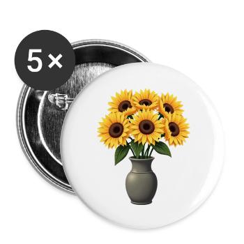 Sonnenblumen - Buttons klein 25 mm (5er Pack) - Weiß - Vorne