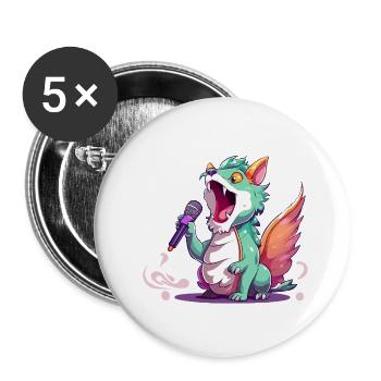 Singender Drachen-Star - Buttons klein 25 mm (5er Pack) - Weiß - Vorne